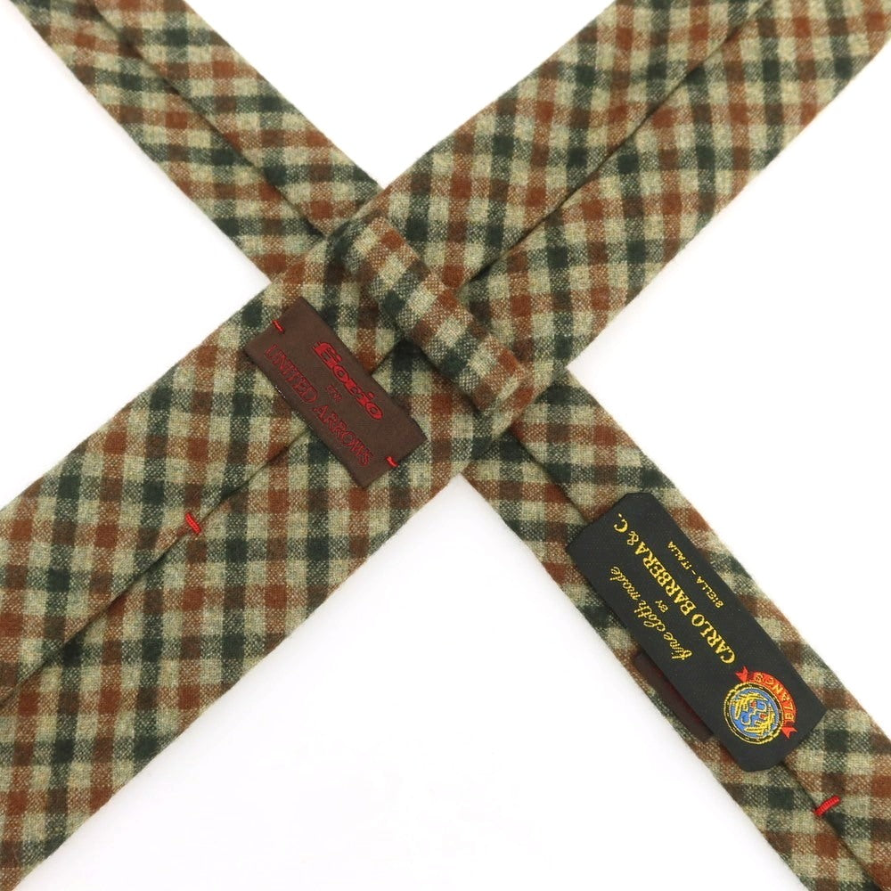 【中古】フィオリオ FIORIO UNITED ARROWS別注 ウール チェック柄ネクタイ グリーンxブラウン【 状態ランクB 】【 メンズ 】