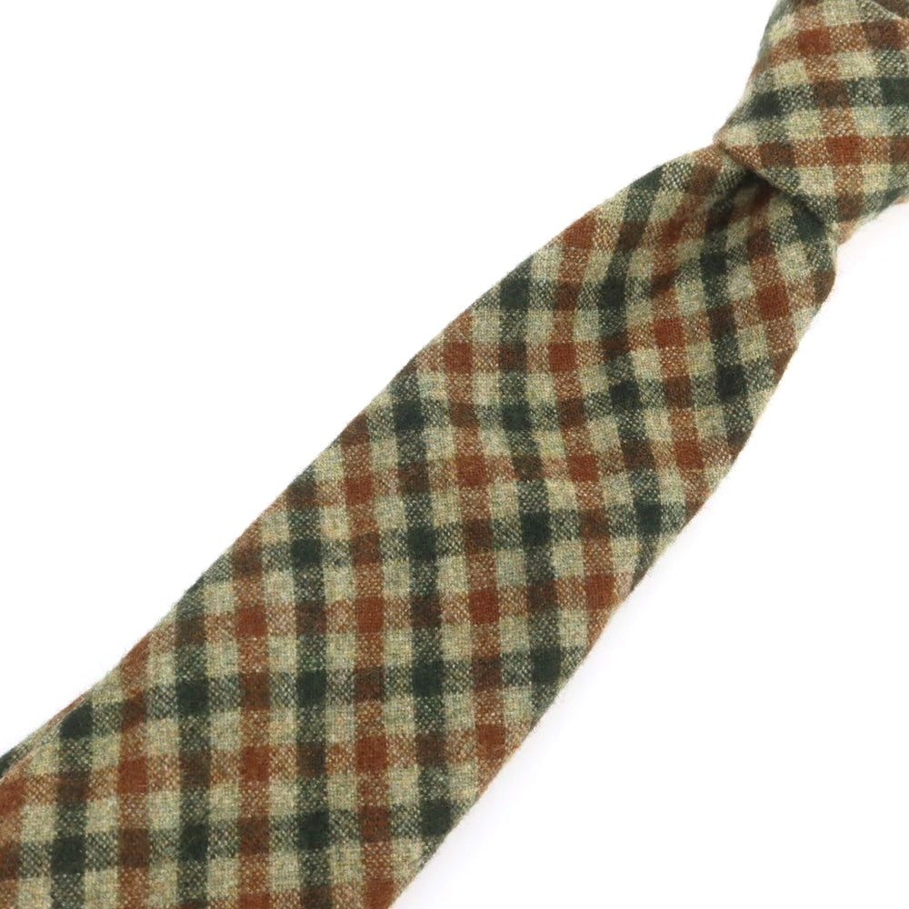 【中古】フィオリオ FIORIO UNITED ARROWS別注 ウール チェック柄ネクタイ グリーンxブラウン【 状態ランクB 】【 メンズ 】