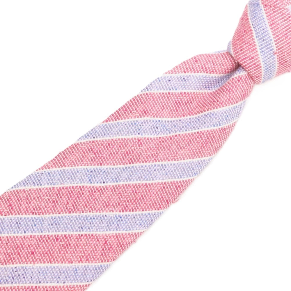 【中古】ユナイテッドアローズ UNITED ARROWS シルク ストライプ柄ネクタイ ピンクxブルー【 状態ランクB 】【 メンズ 】
