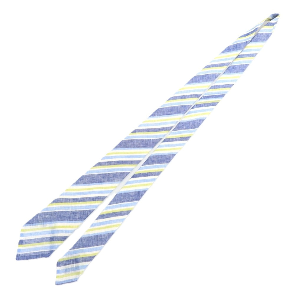 【中古】ユナイテッドアローズ UNITED ARROWS リネン ストライプ柄ネクタイ ブルーxライトグリーン【 状態ランクB 】【 メンズ 】