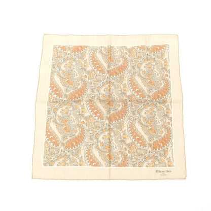 【中古】フィオリオ FIORIO シルク ペイズリー柄 ポケットチーフ ベージュxオレンジ【 状態ランクB 】【 メンズ 】