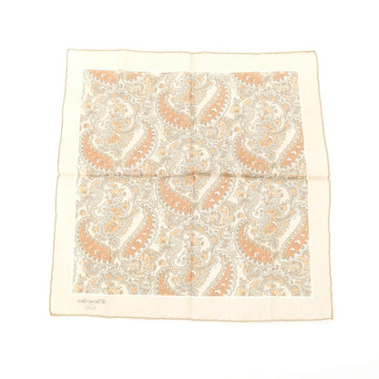【中古】フィオリオ FIORIO シルク ペイズリー柄 ポケットチーフ ベージュxオレンジ【 状態ランクB 】【 メンズ 】