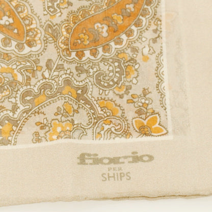 【中古】フィオリオ FIORIO シルク ペイズリー柄 ポケットチーフ ベージュxオレンジ【 状態ランクB 】【 メンズ 】