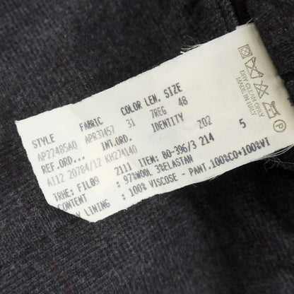 【中古】ラルディーニ LARDINI ストレッチウール チェック 3つボタンスーツ ダークグレーxワイン【 48 】【 状態ランクC 】【 メンズ 】