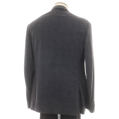 【中古】ラルディーニ LARDINI ストレッチウール チェック 3つボタンスーツ ダークグレーxワイン【 48 】【 状態ランクC 】【 メンズ 】