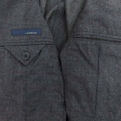 【中古】ラルディーニ LARDINI ストレッチウール チェック 3つボタンスーツ ダークグレーxワイン【 48 】【 状態ランクC 】【 メンズ 】