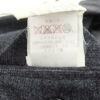 【中古】ラルディーニ LARDINI ストレッチウール チェック 3つボタンスーツ ダークグレーxワイン【 48 】【 状態ランクC 】【 メンズ 】