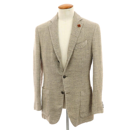 【中古】ラルディーニ LARDINI リネンコットンアクリルナイロン 3B カジュアルジャケット ベージュxネイビー【 48 】【 状態ランクB 】【 メンズ 】