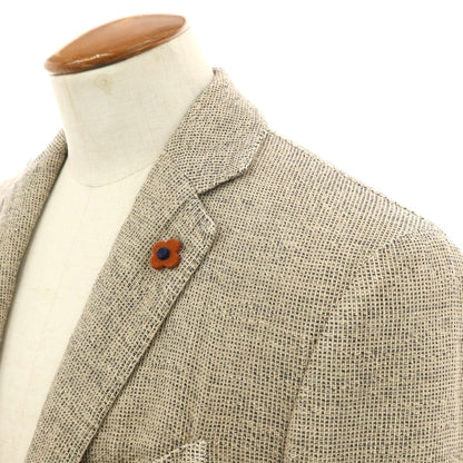 【中古】ラルディーニ LARDINI リネンコットンアクリルナイロン 3B カジュアルジャケット ベージュxネイビー【 48 】【 状態ランクB 】【 メンズ 】