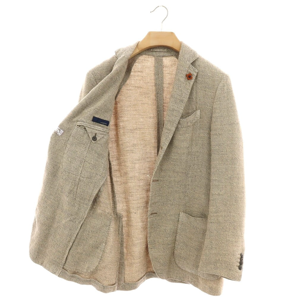 【中古】ラルディーニ LARDINI リネンコットンアクリルナイロン 3B カジュアルジャケット ベージュxネイビー【 48 】【 状態ランクB 】【 メンズ 】