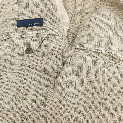 【中古】ラルディーニ LARDINI リネンコットンアクリルナイロン 3B カジュアルジャケット ベージュxネイビー【 48 】【 状態ランクB 】【 メンズ 】