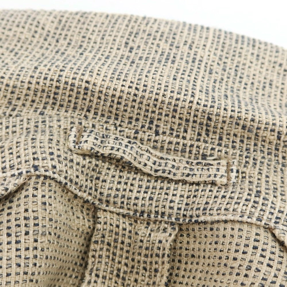 【中古】ラルディーニ LARDINI リネンコットンアクリルナイロン 3B カジュアルジャケット ベージュxネイビー【 48 】【 状態ランクB 】【 メンズ 】
