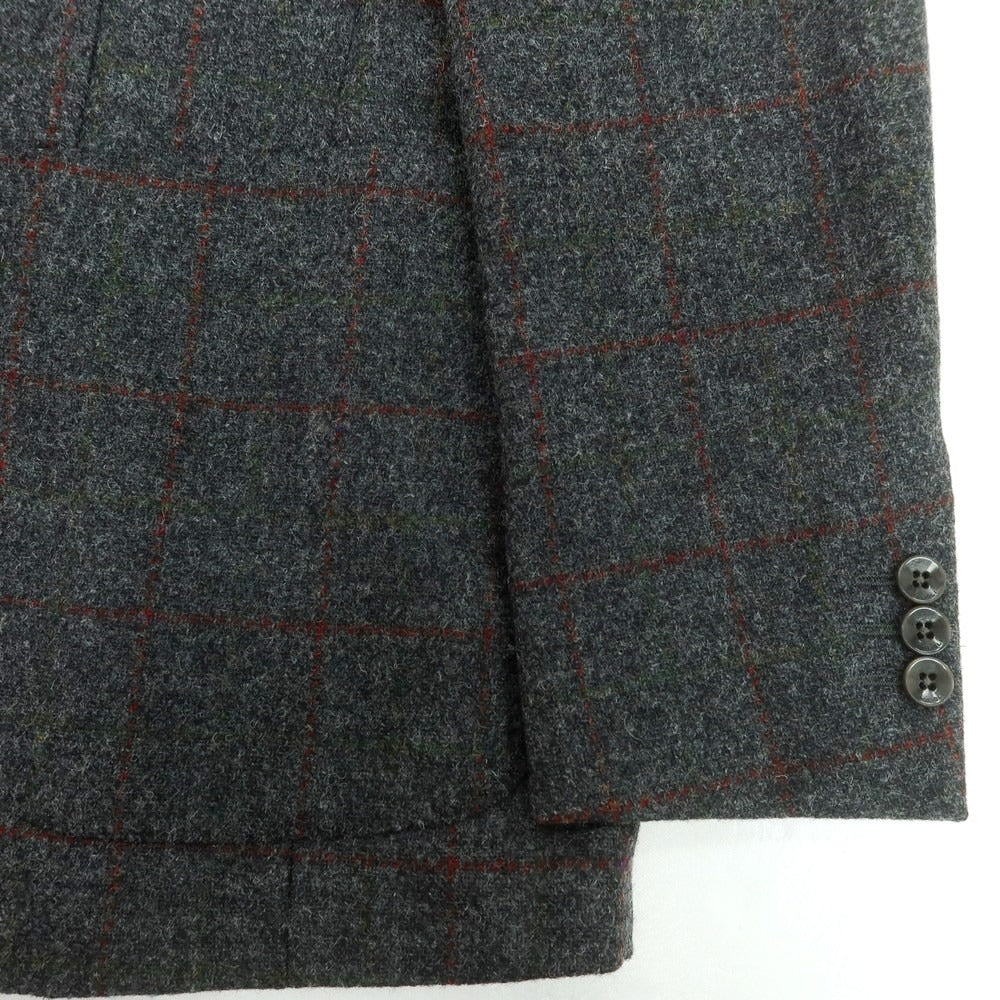 【中古】ボリオリ BOGLIOLI DOVER ウール チェック テーラードジャケット ダークグレーxレッド【 48 】【 状態ランクC 】【 メンズ 】