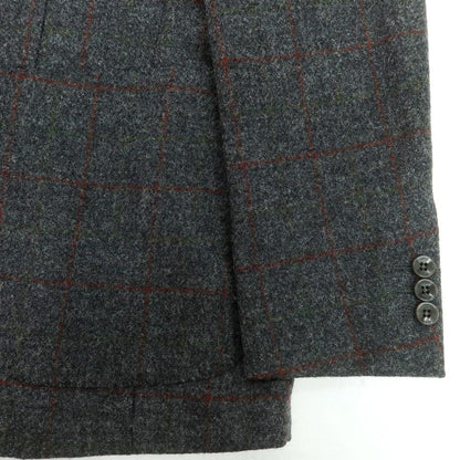 【中古】ボリオリ BOGLIOLI DOVER ウール チェック テーラードジャケット ダークグレーxレッド【 48 】【 状態ランクC 】【 メンズ 】