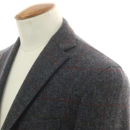 【中古】ボリオリ BOGLIOLI DOVER ウール チェック テーラードジャケット ダークグレーxレッド【 48 】【 状態ランクC 】【 メンズ 】