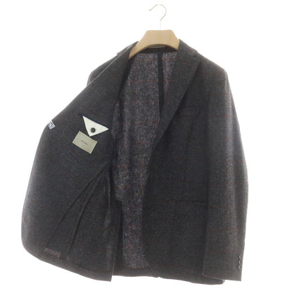 【中古】ボリオリ BOGLIOLI DOVER ウール チェック テーラードジャケット ダークグレーxレッド【 48 】【 状態ランクC 】【 メンズ 】