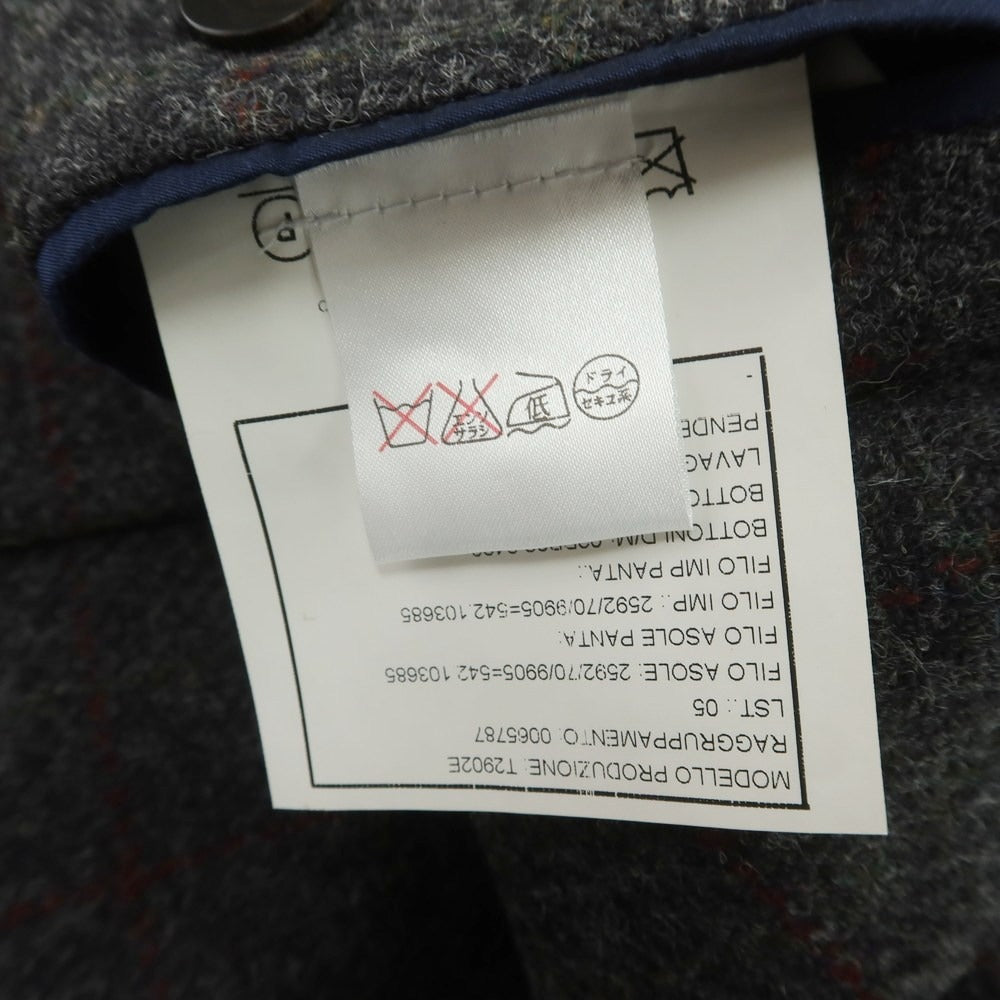 【中古】ボリオリ BOGLIOLI DOVER ウール チェック テーラードジャケット ダークグレーxレッド【 48 】【 状態ランクC 】【 メンズ 】