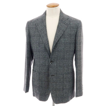 【中古】サルトリオ Sartorio シルクウール チェック 3B テーラードジャケット グレーxブラック【 48 】【 状態ランクB 】【 メンズ 】