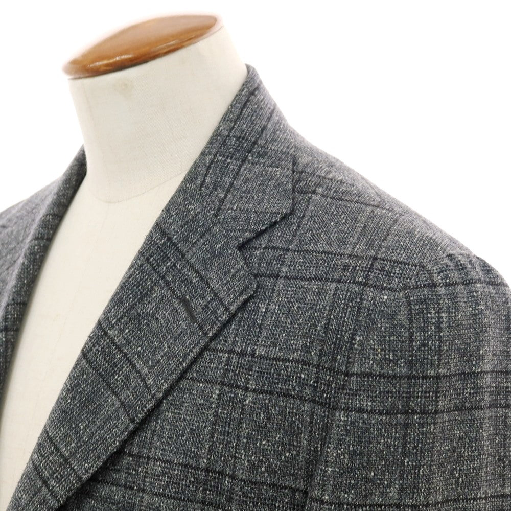 【中古】サルトリオ Sartorio シルクウール チェック 3B テーラードジャケット グレーxブラック【 48 】【 状態ランクB 】【 メンズ 】