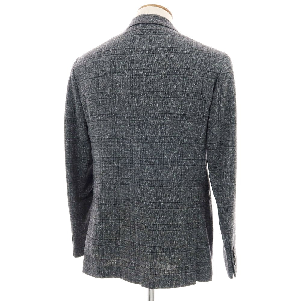 【中古】サルトリオ Sartorio シルクウール チェック 3B テーラードジャケット グレーxブラック【 48 】【 状態ランクB 】【 メンズ 】
