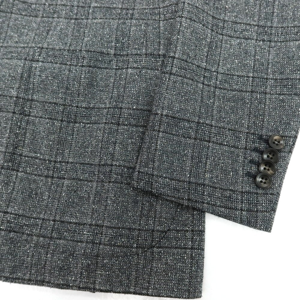 【中古】サルトリオ Sartorio シルクウール チェック 3B テーラードジャケット グレーxブラック【 サイズ48 】【 状態ランクB 】【 メンズ 】 [CPD]