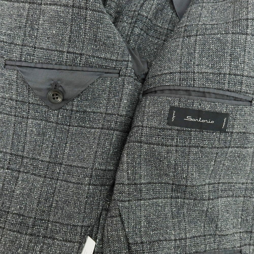 【中古】サルトリオ Sartorio シルクウール チェック 3B テーラードジャケット グレーxブラック【 48 】【 状態ランクB 】【 メンズ 】