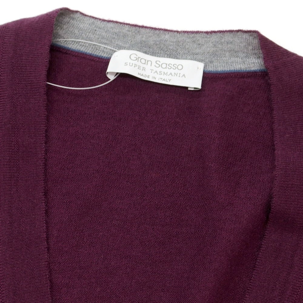 【中古】グランサッソ GRAN SASSO ハイゲージ ウール カーディガン パープル【 50 】【 状態ランクB 】【 メンズ 】