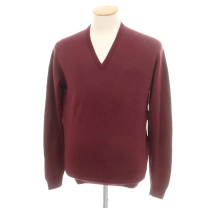 【中古】ジョンスメドレー JOHN SMEDLEY ハイゲージ ウール Vネック プルオーバーニット ワインレッド【 M 】【 状態ランクB 】【 メンズ 】