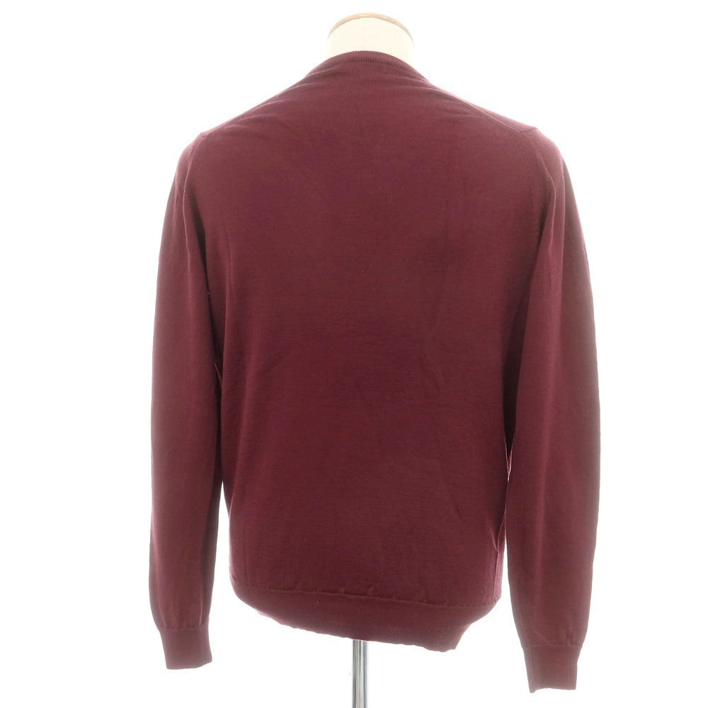 【中古】ジョンスメドレー JOHN SMEDLEY ハイゲージ ウール Vネック プルオーバーニット ワインレッド【 M 】【 状態ランクB 】【 メンズ 】