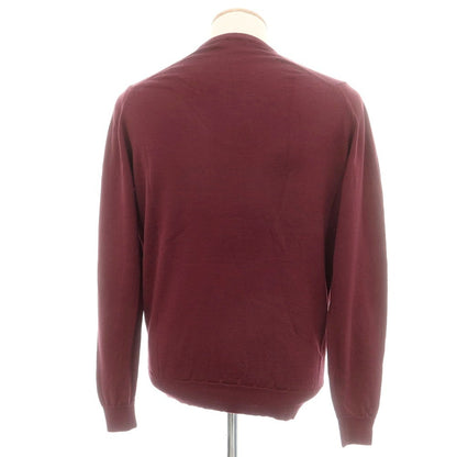 【中古】ジョンスメドレー JOHN SMEDLEY ハイゲージ ウール Vネック プルオーバーニット ワインレッド【 M 】【 状態ランクB 】【 メンズ 】