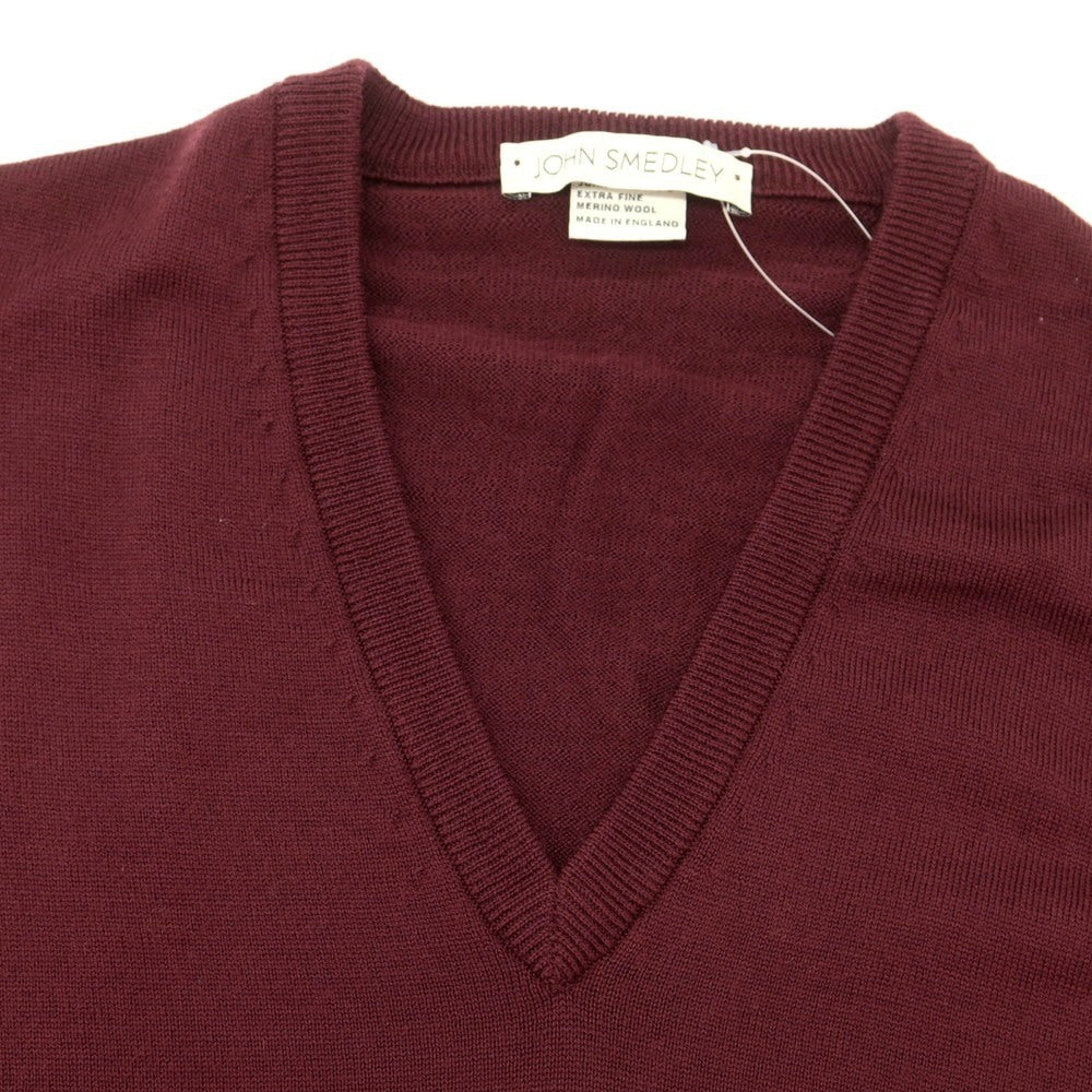 【中古】ジョンスメドレー JOHN SMEDLEY ハイゲージ ウール Vネック プルオーバーニット ワインレッド【 M 】【 状態ランクB 】【 メンズ 】