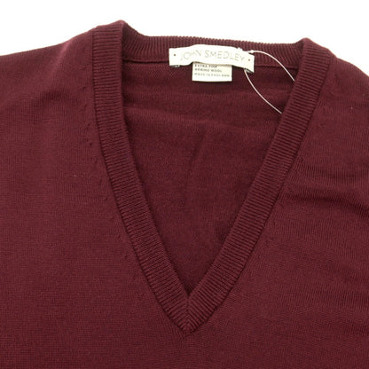 【中古】ジョンスメドレー JOHN SMEDLEY ハイゲージ ウール Vネック プルオーバーニット ワインレッド【 M 】【 状態ランクB 】【 メンズ 】