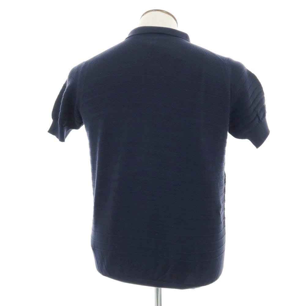 【中古】ジョンスメドレー JOHN SMEDLEY シーアイランドコットン 半袖 ポロニット ネイビー【サイズL】【 状態ランクB 】【 メンズ 】