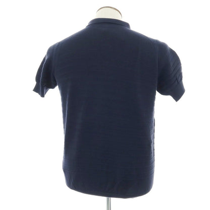 【中古】ジョンスメドレー JOHN SMEDLEY シーアイランドコットン 半袖 ポロニット ネイビー【サイズL】【 状態ランクB 】【 メンズ 】