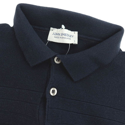 【中古】ジョンスメドレー JOHN SMEDLEY シーアイランドコットン 半袖 ポロニット ネイビー【サイズL】【 状態ランクB 】【 メンズ 】
