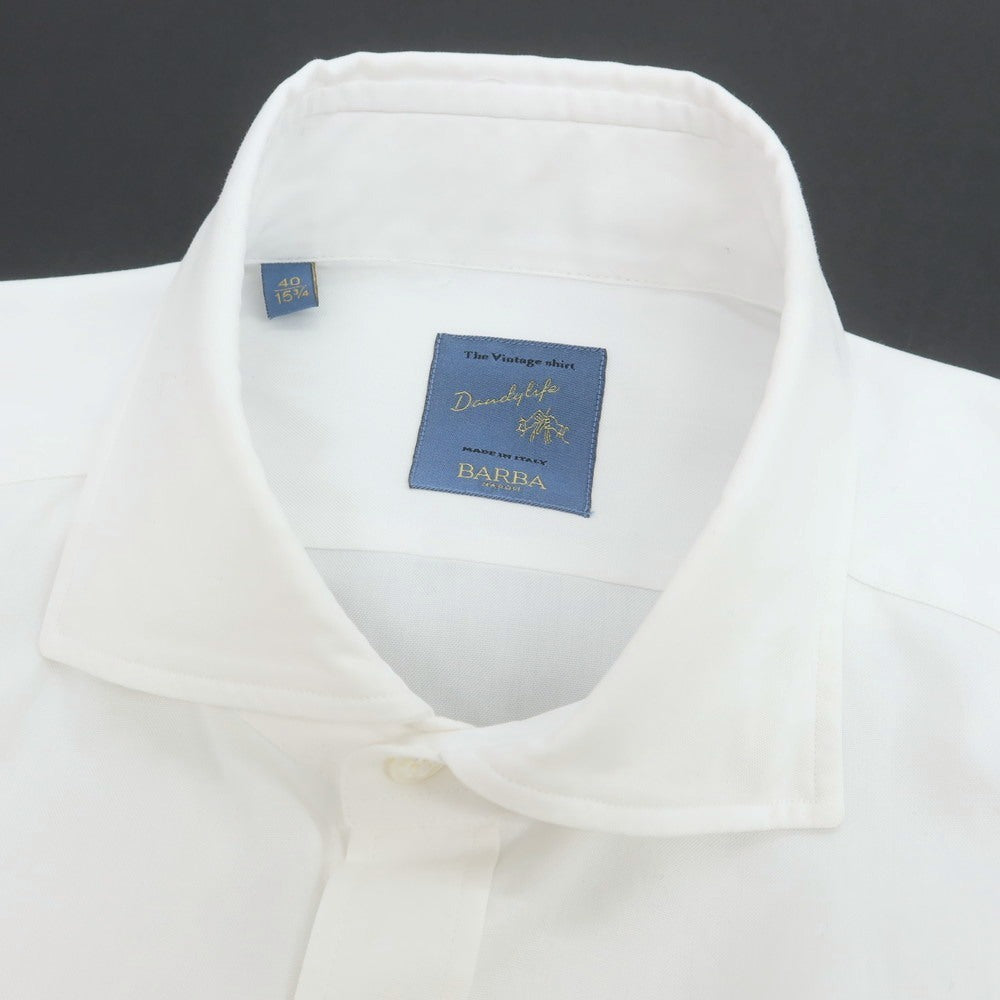【中古】バルバ ダンディライフ BARBA DANDY LIFE コットン ワイドカラー ドレスシャツ ホワイト【 40 】【 状態ランクA 】【 メンズ 】