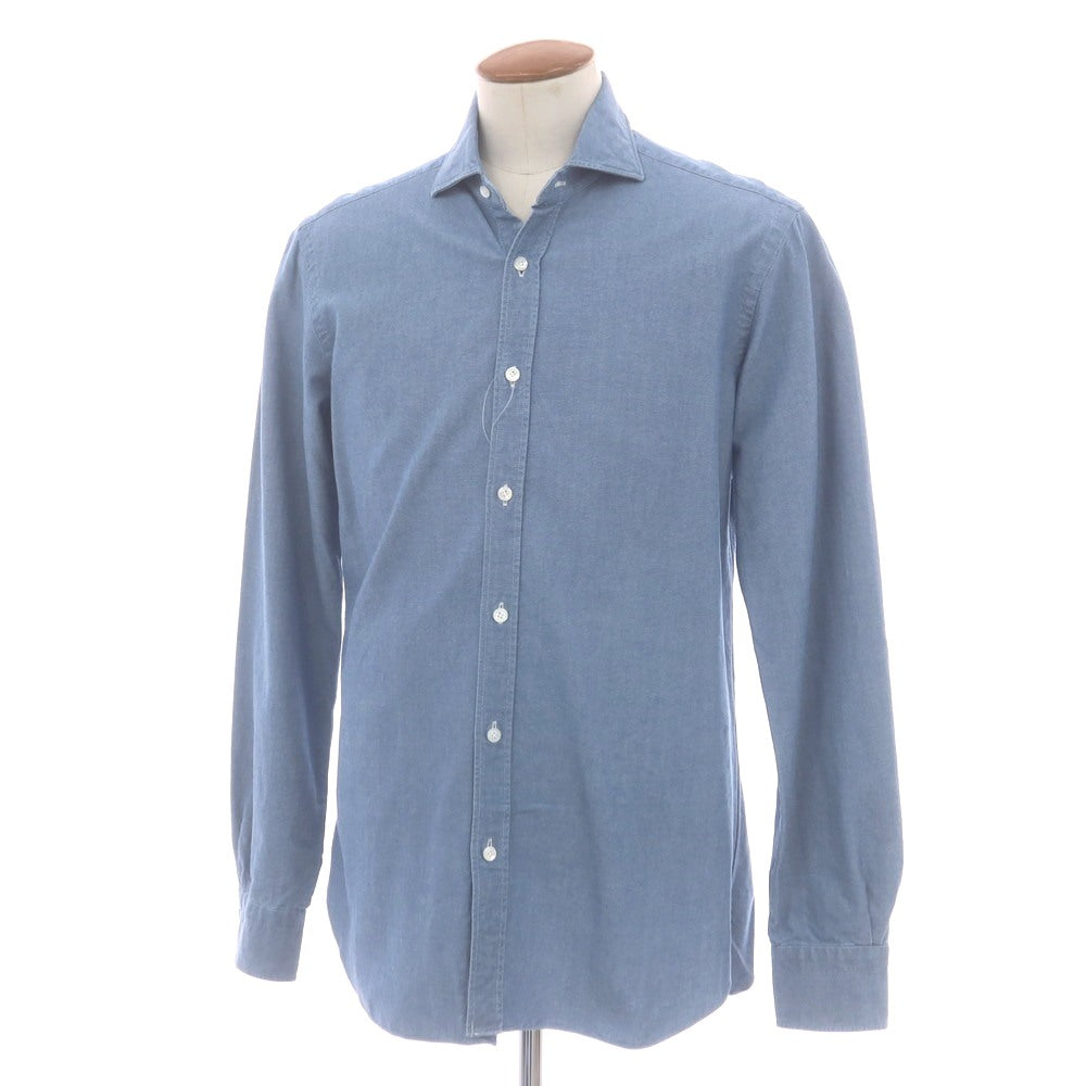 【中古】バルバ ダンディライフ BARBA DANDY LIFE コットン ワイドカラー カジュアルシャツ ライトブルー【 40 】【 状態ランクC 】【 メンズ 】