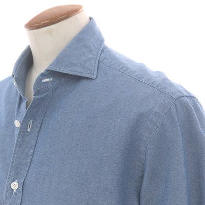 【中古】バルバ ダンディライフ BARBA DANDY LIFE コットン ワイドカラー カジュアルシャツ ライトブルー【 40 】【 状態ランクC 】【 メンズ 】