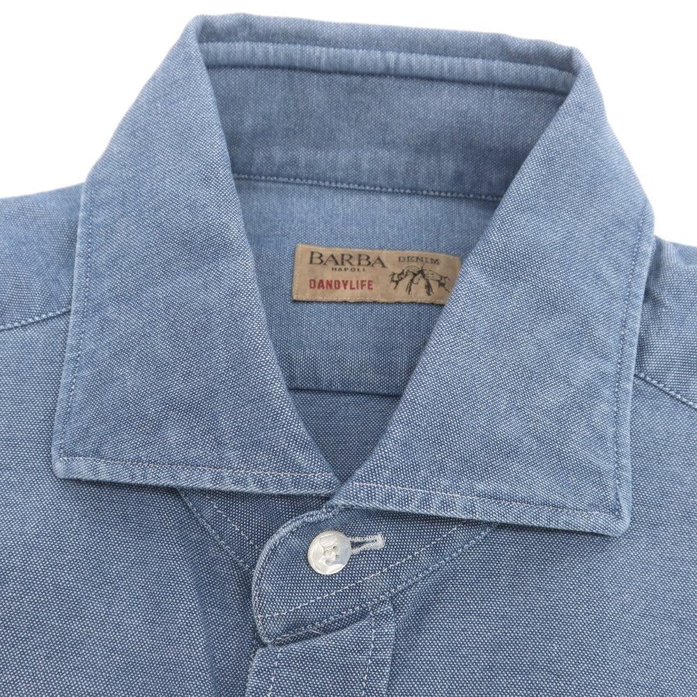 【中古】バルバ ダンディライフ BARBA DANDY LIFE コットン ワイドカラー カジュアルシャツ ライトブルー【 40 】【 状態ランクC 】【 メンズ 】