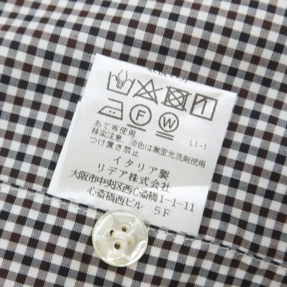 【中古】バルバ ダンディライフ BARBA DANDY LIFE コットン チェック ワイドカラー カジュアルシャツ ホワイトxブラウン【 40 】【 状態ランクC 】【 メンズ 】