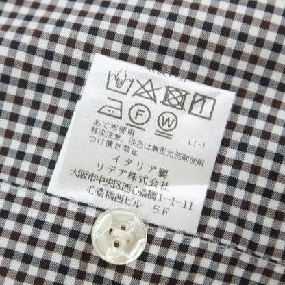 【中古】バルバ ダンディライフ BARBA DANDY LIFE コットン チェック ワイドカラー カジュアルシャツ ホワイトxブラウン【 40 】【 状態ランクC 】【 メンズ 】