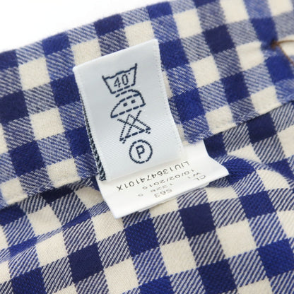 【中古】バルバ ダンディライフ BARBA DANDY LIFE コットン チェック ワイドカラー カジュアルシャツ ブルーxネイビー【 40 】【 状態ランクC 】【 メンズ 】