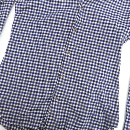 【中古】バルバ ダンディライフ BARBA DANDY LIFE コットン チェック ワイドカラー カジュアルシャツ ブルーxネイビー【 40 】【 状態ランクC 】【 メンズ 】