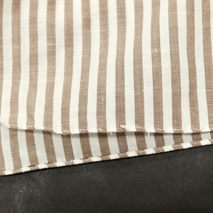 【中古】バルバ ダンディライフ BARBA DANDY LIFE コットンリネン ストライプ ワイドカラー カジュアルシャツ ブラウンxホワイト【サイズ40】【 状態ランクC 】【 メンズ 】