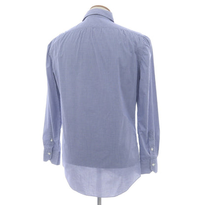 【中古】フィナモレ Finamore コットン ギンガムチェック セミワイドカラー ドレスシャツ ブルーxホワイト【 40 】【 状態ランクC 】【 メンズ 】