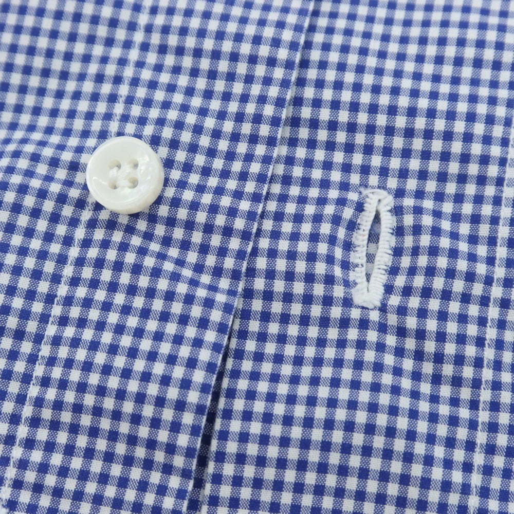 【中古】フィナモレ Finamore コットン ギンガムチェック セミワイドカラー ドレスシャツ ブルーxホワイト【 40 】【 状態ランクC 】【 メンズ 】