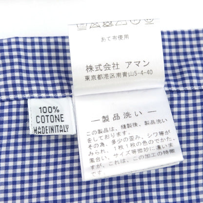 【中古】フィナモレ Finamore コットン ギンガムチェック セミワイドカラー ドレスシャツ ブルーxホワイト【 40 】【 状態ランクC 】【 メンズ 】