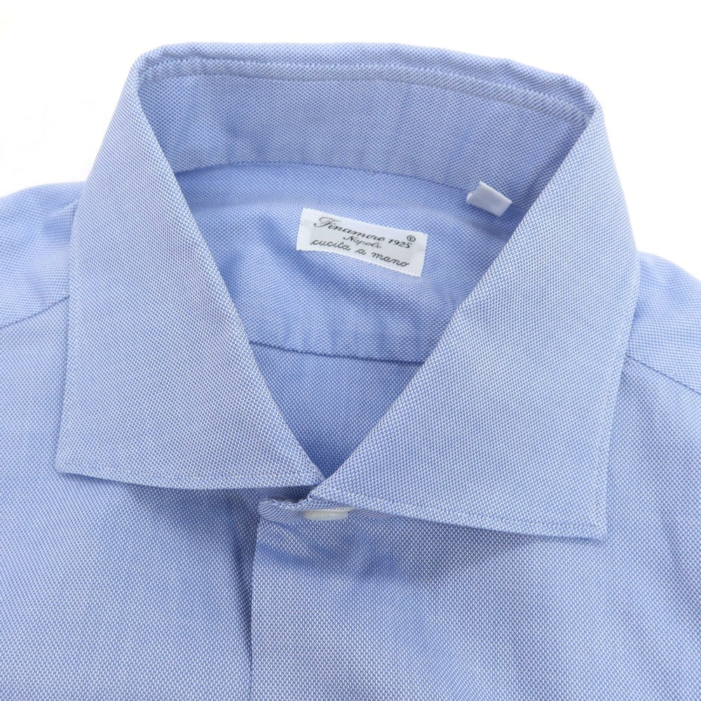 【中古】フィナモレ Finamore コットン ワイドカラー ドレスシャツ ライトブルー【 40 】【 状態ランクB 】【 メンズ 】