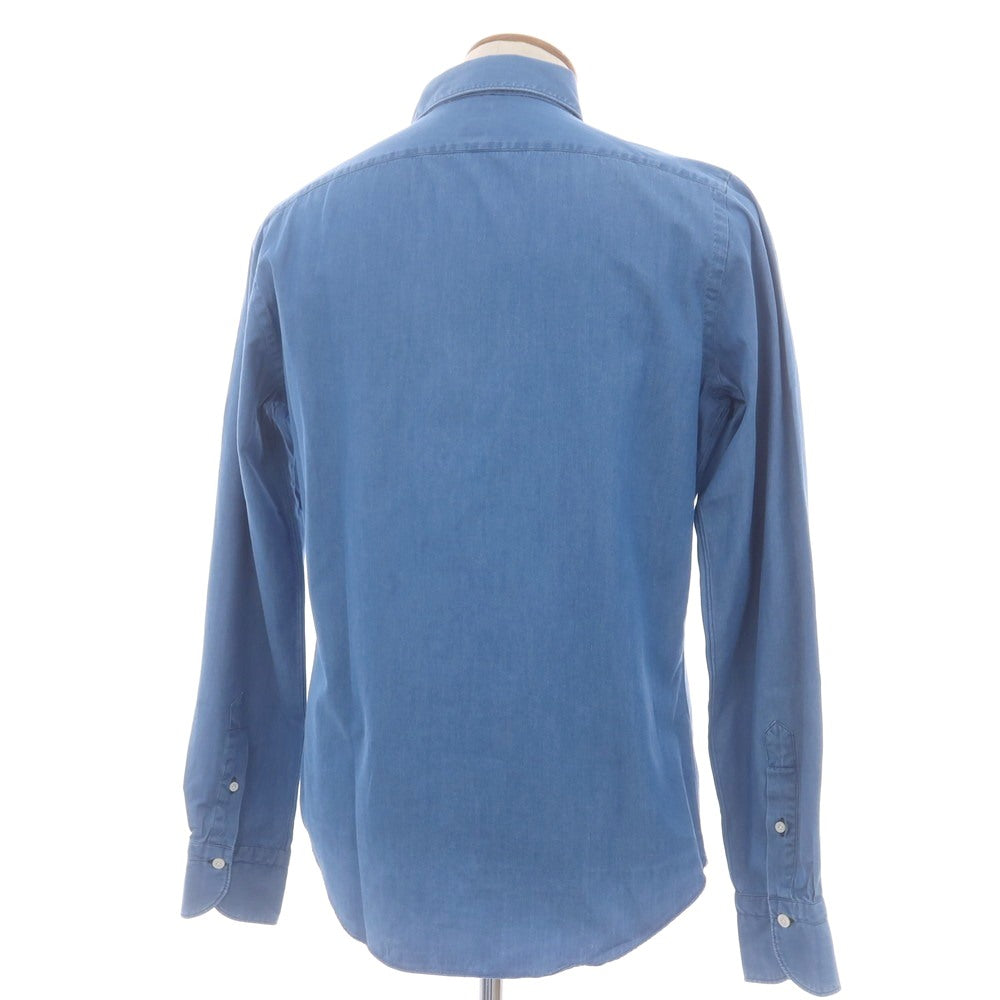 【中古】フィナモレ Finamore コットン ダンガリー ホリゾンタルカラー カジュアルシャツ ブルー【 40 】【 状態ランクC 】【 メンズ 】