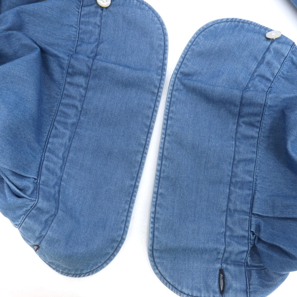 【中古】フィナモレ Finamore コットン ダンガリー ホリゾンタルカラー カジュアルシャツ ブルー【 40 】【 状態ランクC 】【 メンズ 】